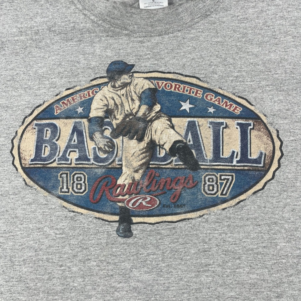 Rawlings Men Large Gray T-Shirt Heritage Series Baseball Graphic